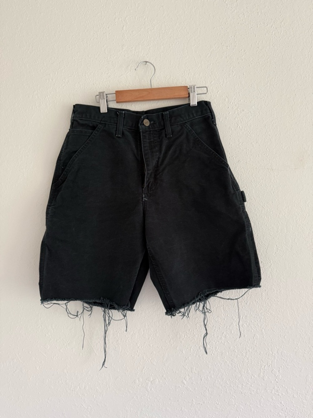 Black Frayed Carpenter Carhartt Shorts